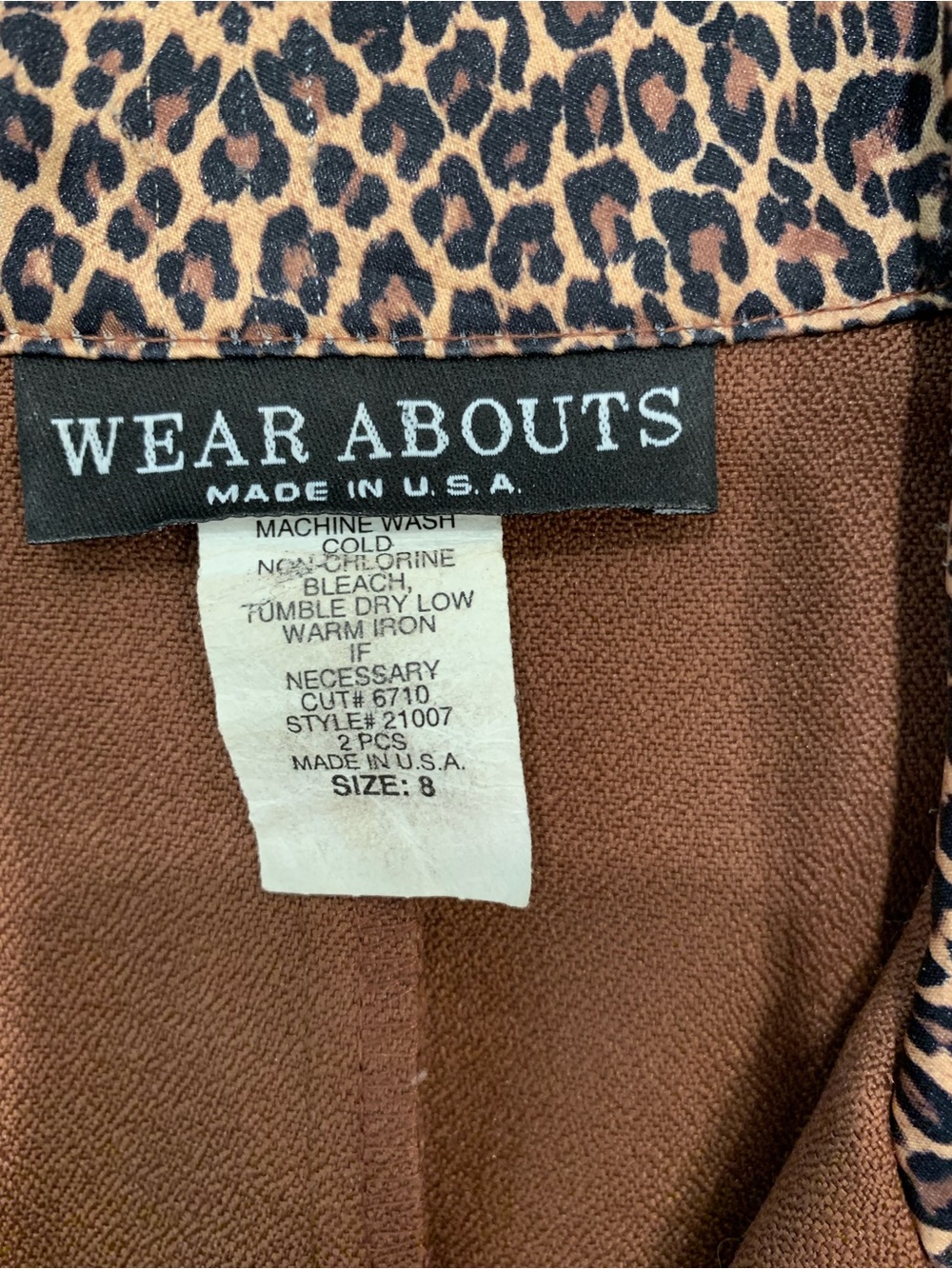 VTG Wear Abouts Brown Leopard Print Blazer Women's 8 Retro 1990s Office Academia - Picture 4 of 13